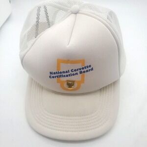 Vintage Corvette White Snapback Cap Mesh Foam headband 783 Pin HTF Retro 80's